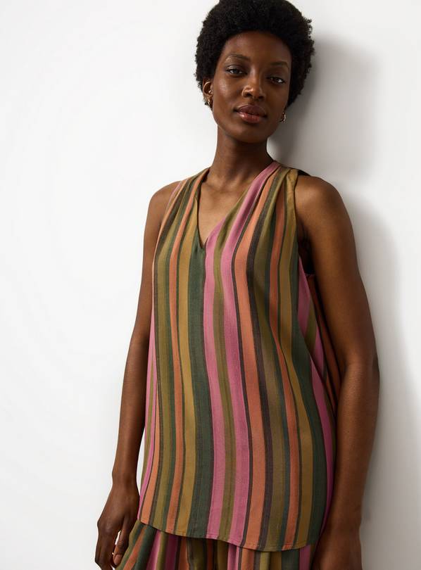 Orange & Green Stripe Volume Sleeveless Cami Top 16